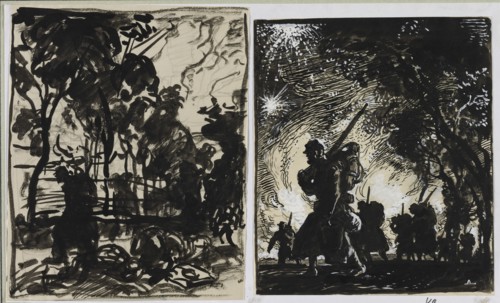 Scène nocturne; patrouille à la lisière d'un bois, 1914. Auguste Louis Lepère (French, 1849-1918).