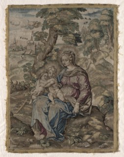 Madonna with Christ Child and Saint John the Baptist, 1500s. Belgium, 16th century. Tapestry weave,