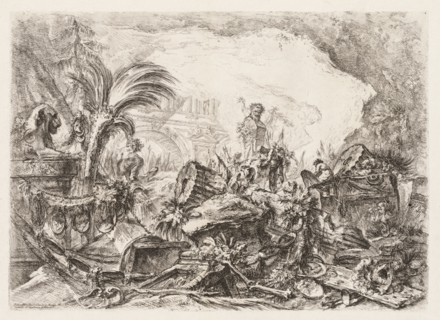 Groteschi:  Ruins with a Statue of a Faun and a Fallen Column, ca. 1745-50. Giovanni Battista