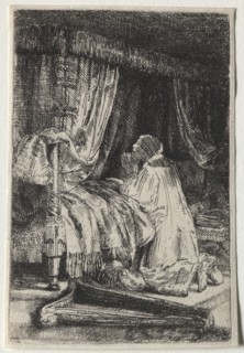 David in Prayer, 1652. Rembrandt van Rijn (Dutch, 1606-1669). Etching with drypoint; sheet: 14.6 x