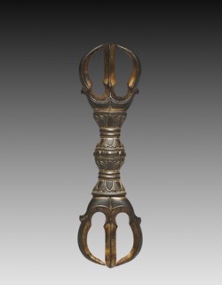 Three-pronged Vajra Pestle (Sankosho), 1300s-1400s. Japan, late Kamakura Period (1185-1333). Gilt