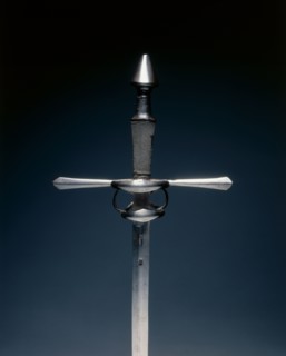Hand-and-a-Half Sword, c.1540-1580. Germany, 16th century. Steel; wood, leather, sharkskin grip;