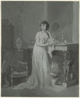 Woman in Front of a Fireplace, c. 1803. Louis Léopold Boilly (French, 1761-1845). Black chalk and