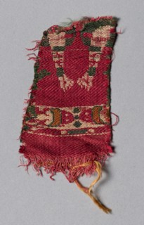 Silk Fragment:  David (or Samson) killing the Lion, 600s - 700s. Byzantium, 7th - 8th century.
