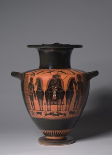 Hydria, c. 520 BC. Attributed to Antimenes Painter (Greek). Black-figure terracotta; overall: 43.2