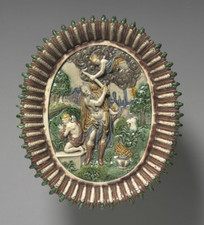 Plate: The Sacrifice of Isaac, late 1500s. Circle of Bernard Palissy (French, 1510-1589).
