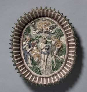 Plate Depicting the Baptism of Christ, late 1500s. Circle of Bernard Palissy (French, 1510-1589).