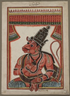 Sugriva, the Monkey King, 1760-1770. South India, Tanjore, 18th century. Ink and color on paper;