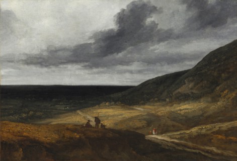 Landscape Near Paris, c. 1840. Attributed to Georges Michel (French, 1763-1843). Oil on fabric;