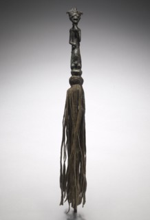 Flywhisk, c. 1850. Guinea Coast, Ivory Coast, Baule, 19th century. Bronze and leather; overall: 14
