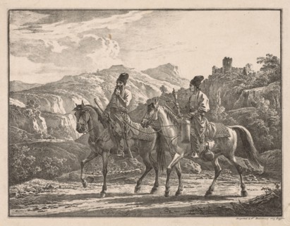 Two Cossacks on Horseback. Aleksandr Orlowski (Russian, 1777-1832). Lithograph