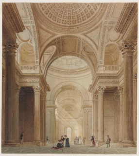 Interior of the Pantheon in Paris. Fredrick Nash (British, 1782-1856). Watercolor over graphite;