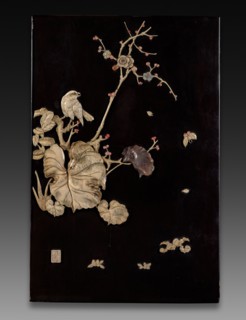 Decorative Panel, 1800s. Japan, 19th century. Lacquer, ivory, shell; overall: 2.9 x 30.5 cm (1 1/8