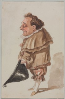 Man with a Large Hat. Paul Gavarni (French, 1804-1866). Pencil with watercolor on paper; image: 17