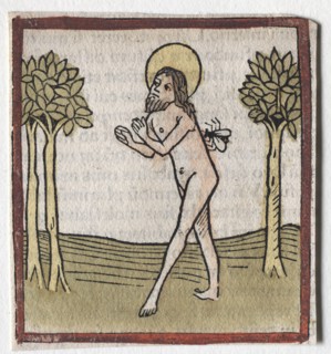 St. Marcarius. Günther Zainer (German, d. 1478). Woodcut with hand coloring