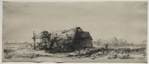 Landscape with a  Cottage and Hay Barn: Oblong, 1641. Rembrandt van Rijn (Dutch, 1606-1669).