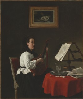 Young Woman with a Mandolin, Portrait of Louison Köhler, c. 1873-1874. François Bonvin (French,