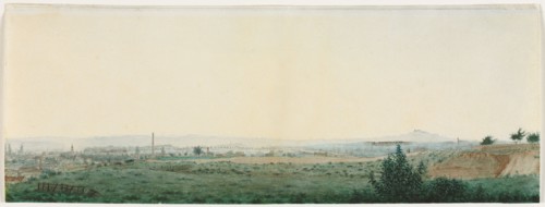 Landscape Near Paris, c. 1860. Léon Bonvin (French, 1834-1866). Watercolor and gouache over black