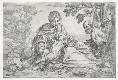 Rest on the Flight into Egypt. Simone Cantarini (Italian, 1612-1648). Etching