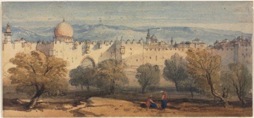St. Stephen's Gate, Jerusalem, c. 1860. Richard Principal Leitch (British, 1844-1865). Watercolor;
