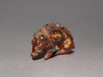 Pendant in the Form of a Boar, 400s BC. Italy, Etruscan, 5th Century BC. Amber; overall: 2.7 cm (1
