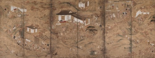 Autumn in the Mountains, 1600s. Tosa School (Japanese). Six-fold screen; ink and color with applied