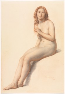 Female Nude, Seated, Three Quarter View from Front, 1859. William Mulready (British, 1786-1863).