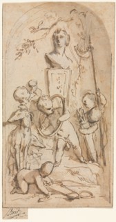 Bust of Diana with Putti and Hunting Attributes, first half 18th century. Jacob de Wit (Dutch,