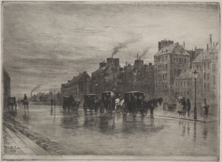 A Winter Morning on the Quai de L'Hotel-Dieu, 1876. Félix Hilaire Buhot (French, 1847-1898).
