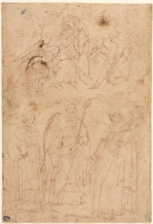 Madonna and Child in Glory above Three Saints, c. 1570. Giovanni Battista Paggi (Italian,