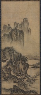 Landscape with a Distant Temple, 1400s. Korea or Japan, Joseon period (1392-1910) or Muromachi