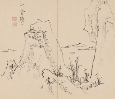 Double Album of Landscape Studies after Ikeno Taiga, Volume 1 (leaf 8), 18th century. Aoki Shukuya