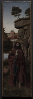 Saint John the Baptist in a Landscape, c. 1445. Attributed to Petrus Christus (Netherlandish, c.