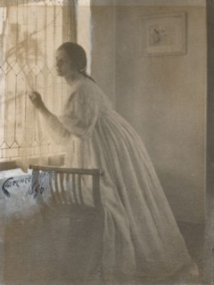 At the Window, 1896. Clarence H. White (American, 1871-1925). Platinum print with watercolor and