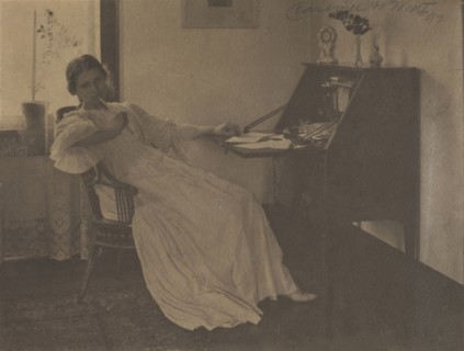 What Shall I Say?, 1896. Clarence H. White (American, 1871-1925). Platinum print with graphite;
