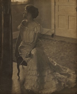 The Peacock Feather, c. 1902. Clarence H. White (American, 1871-1925). Platinum print with gouache;