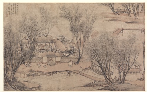 New Year's Day in a Village at Stone Lake, 1609. Li Shida (Chinese, c. 1549-c. 1621). Album leaf,