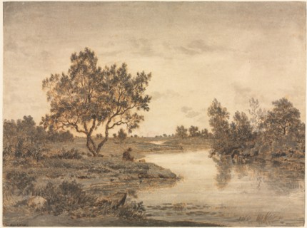 The Fisherman (Le Pêcheur), c. 1840-45. Théodore Rousseau (French, 1812-1867). Pen and brown ink