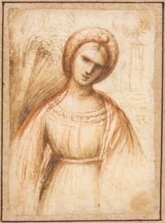 Lady in a Landscape (recto), c. 1521. Possibly by Dosso Dossi (Italian, c. 1490-aft 1541). Brush