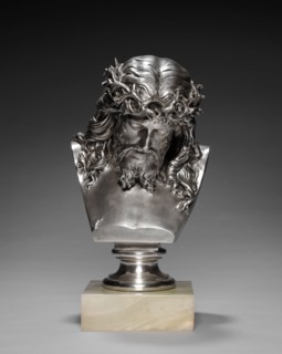 Head of Christ, 1867. Jean-Baptiste Clésinger (French, 1814-1883). Silvered bronze, marble base;