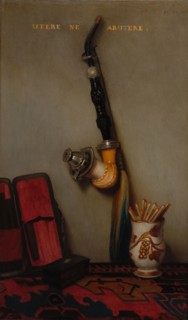 Still Life with Pipe and Matches and Still Life with Herring, Bread, and Cheese (pair), 1858.