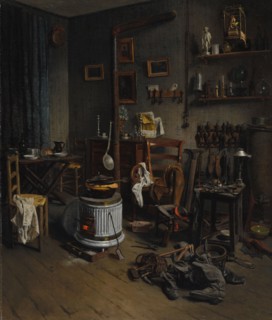 Cobbler's Quarters, 1860s. Jean-Alphonse Duplessy (French, 1817-aft 1872). Oil on fabric; unframed: