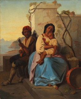 Italian Scene, not dated. Imitator of Léopold Robert (Swiss, 1794-1835). Oil on fabric; unframed: