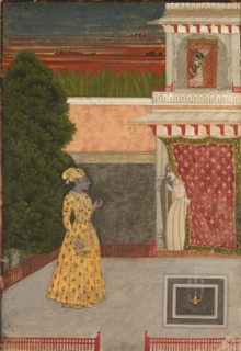 Lovers and an Old Crone, c. 1780 - 1790. India, Rajasthan, Kishangarh, 18th century. Color on