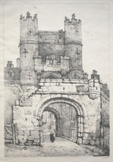 A Series of Ancient Buildings and Rural Cottages in the North of England:  At York, Medieval Gate,