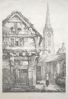 A Series of Ancient Buildings and Rural Cottages in the North of England:  At York, Street beside