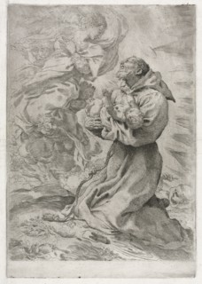 The Vision of St. Francis of Assisi, 1590. Pietro Faccini (Italian, 1562-1602). Etching