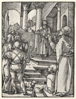 The Small Passion:  Christ Before Pilate, c. 1509-1511. Albrecht Dürer (German, 1471-1528). Woodcut