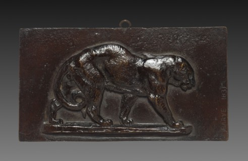 Walking Panther, 1831. Antoine-Louis Barye (French, 1796-1875). Bronze; overall: 7.7 x 14.3 cm (3