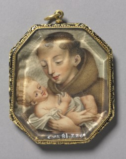St. Francis with Christ Child (verso), c. 1660. Spain, 17th century. Watercolor on vellum; framed: